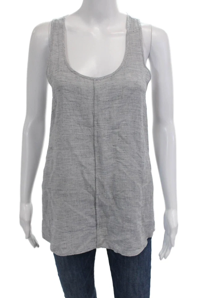 Camiseta sin mangas básica de mezcla de lino gris marca J para mujer talla XS Foto 1 de 4