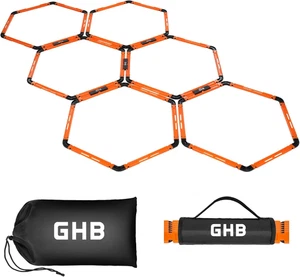 Anillos de agilidad hexagonales anillos de velocidad con bolsa de transporte juego de 6 anillos hexagonales portátiles, Ag - Imagen 1 de 9