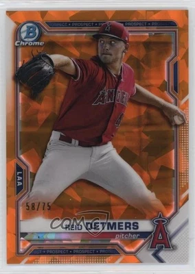 2021 Bowman Chrome Sapphire Edition Prospects Orange Refractor /75 Reid Detmers - Image 1 of 2