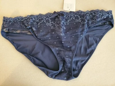 NWT CHANTELLE TEXTURED LACE BIKINI PANTIES midnight 3087 L - Image 1 of 2