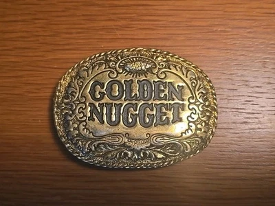 Pepita Dorada Las Vegas Nevada Juego Casino Vintage Latón Hebilla de Cinturón  Foto 1 de 4