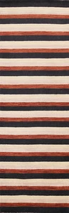 Striped Gabbeh Modern 10 ft. Runner Indian Rug 9' 10" x 2' 7" Hand-knotted Wool - Picture 1 of 12