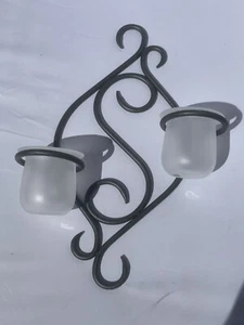 Partylite P0121 Wrought Iron and Frosted Glass Scroll Sconce NEW in Original Box - Picture 1 of 3