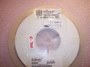 QTY (5000) 1.21K Ohm 1/10W 1% 0603 SMD CHIP RESISTORS RC0603FR-071K2L YAGEO ROHS - Picture 1 of 2