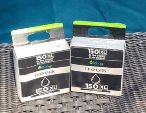 Qty 2 NEW SEALED Genuine OEM LEXMARK 150XL Black Printer Ink Cartridges 14N1614 - Picture 1 of 4