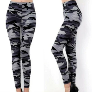 NEW MIX Women's Plus Size 12-18 US Gray Camo Soft Brushed Knit Leggings NWT - Picture 1 of 4