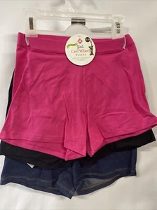 Member's Mark 4 Pack of Girls Cart Wheel Shorts Size 14/16 Solid Cotton Stretch - Picture 1 of 8