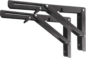 Folding Shelf Brackets - Heavy Duty Metal Collapsible Shelf Bracket for Bench Ta