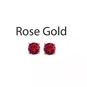 Rubellite Tourmaline Round 0.36 Carat Stud Earring In 14k Rose Gold (53785) - Picture 1 of 3