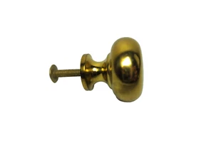 Vintage Solid Brass Door Drawer Cabinet Round Knob Pulls 1.125" Brass Screw - Picture 1 of 12