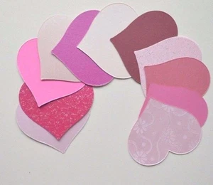 35 Asst Pink Pearl Heart Shaped Card Cut -Outs For Crafts 70mm x 62mm NEW - Picture 1 of 1