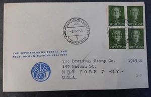 SCARCE 1953 Netherlands Postal & Telecom Services Cover ties 4 stamps to USA - Picture 1 of 2