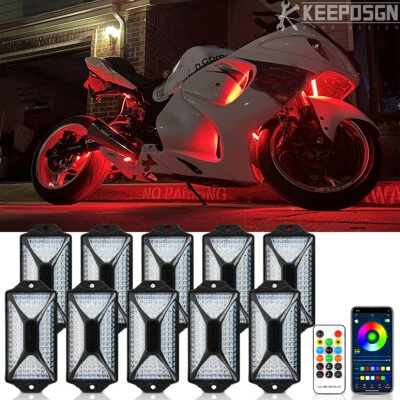 For Suzuki Hyabusa GSX 1300R 1200R 10 Pods RGB 240 LED Rock Lights Underbody Kit Foto 1 de 4