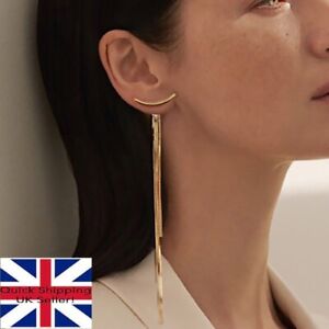 Vintage Arc Bar Long Thread Tassel Drop Earrings For Women Geometric Fashion