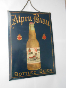 Pre Pro Alpen Brau Sign Independent Breweries Co St Louis tin over cardboard