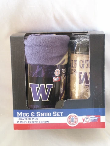 WSU Huskies Washington State University Mug & Snug Set Travel Mug & Fleece Throw Cover
