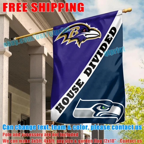 Baltimore Ravens vs Seattle Seahawks House Divided Flag Banner 28X40" NEW 2023 Cover