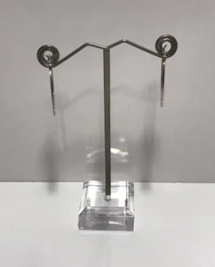 Vintage Sterling Silver 925 Flat Design Hoop Earrings - Picture 1 of 12