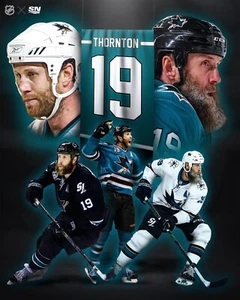Foto de hockey de Joe Thornton de celebración de la noche de jubilación de los tiburones de San José 8x10 de la NHL - Imagen 1 de 1
