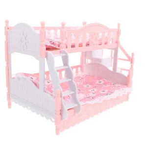1 Set Doll Bunk Bed Set For Girls Miniature Dollhouse Furniture Pretend Play - Picture 1 of 12