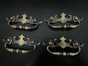 New VTG Set 4 Amerock RD 1968 Canada Antique Brass Drawer Pull Farmhouse Cottage - Picture 1 of 9