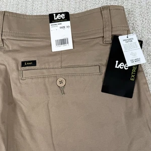 Pantalones Cortos Chinos Lee Extreme Motion Para Hombres 33 Calce Recto 10” Caqui Cintura Elástica Nuevos con Etiquetas - Imagen 1 de 6