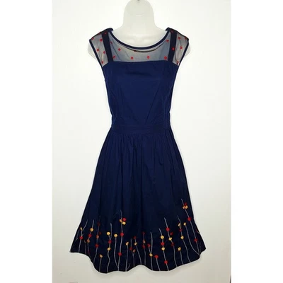 eShakti вышитый цветочный вечеринки платье чистый горошек сетки большой 12 подходит Расклешенный - Изображение 1 из 4