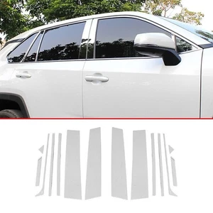For Toyota RAV4 2019-2024 silver Steel Door Window BC Pillar Posts Cover Trims - Picture 1 of 9