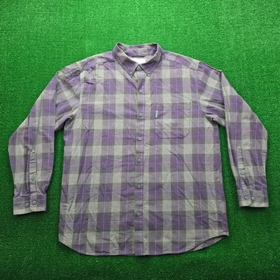 Camisa Columbia Para Hombre Grande/XL Púrpura A Cuadros Abotonada Manga Larga Exterior Informal Foto 1 de 4