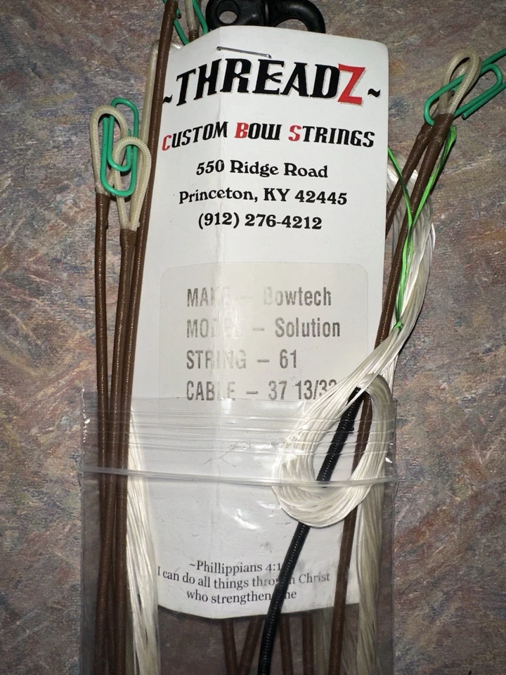 "Cable Threadz Custom Bowstring Bowtech Solution String 61"" 37 13/32" Foto 1 de 4