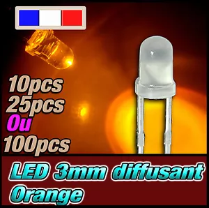 214D# LED 3mm ronde orange diffusant dispo 10, 25, 100 ou 1000pcs LED diffused - Foto 1 di 1