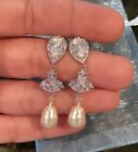 Rhinestone And Pearl Wedding Earrings