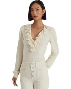 Lauren Ralph Lauren Women's Ruffle-Trim Jersey Sweater B4HP - Picture 1 of 9
