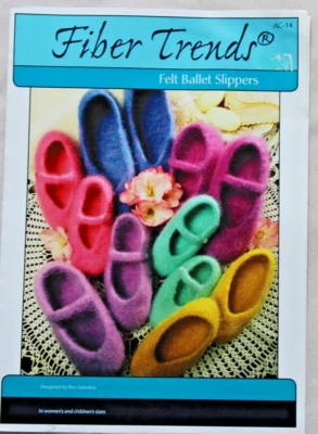Fiber Trends Felt Ballet Slippers Knitting Pattern Leaflet AC-14 - Image 1 of 2