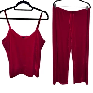 NWT- Pajama Gram- Women’s Red Velvet Camisole & Pants Sexy Pajama Set, Size Lg - Picture 1 of 11