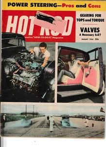 Revista Hot Rod edición de agosto de 1956. Dirección asistida pros y contras - Imagen 1 de 1