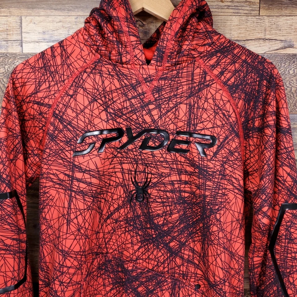 Spyder  Spider Graphic Print Hooded Red Sweatshirt Boy's Size L  - Image 1 of 4