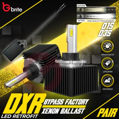 2x D1S D3S LED WHITE RETROFIT BULBS KIT XENON HEADLIGHTS 6000K CANBUS Ballast - Image 1 of 4