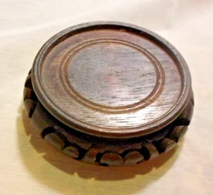 Asian Made in Hong Kong Wooden Carved Vase Base Bottle Stand Display - Picture 1 of 5