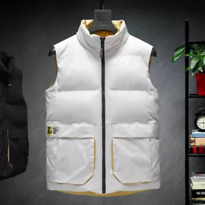 Men Winter Padded Puffer Quilted Waistcoat Vest Retro Warm Tank Tops Gilet Soft - Picture 1 of 11