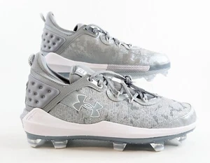 UA Harper 8 Elite Men Size 12 TPU Baseball Cleats Gray Silver White 3026591-105 - Picture 1 of 10