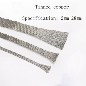 Copper/Tinned Copper Braided Sleeve, Metal Shielding Cable, 2-28mm Diameter - Picture 1 of 8