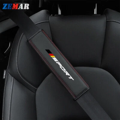 2x Universal Leather Car Seat Belt Cover Shoulder Pad For Audi BMW Mercedes Benz - Image 1 of 4