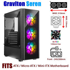 PC Gaming Case Chassis Tempered Glass RGB color Fan Computer ATX Mid-Tower