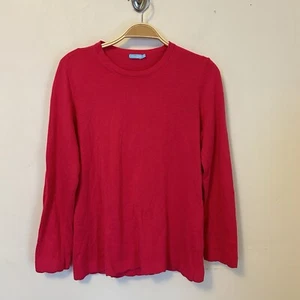 J. McLaughlin Pink Crewneck Scallop Edged Sweater Cotton Blend Small - Picture 1 of 7