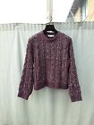 Next Purple Marl Chunky Cable Knit Oversized Chenille Jumper UK M VGC