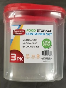 3 Pack Food Storage Container - Cereal Keeper - 52oz-110oz-190oz - BPA Free -NEW - Picture 1 of 5