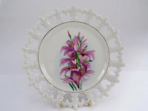 Vintage Norcrest Hand Painted Plate Fleur de Lis Pattern Floral 8" N-P-222-E - Picture 1 of 8