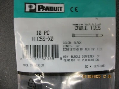 Panduit - HLC5S-X0 - Hook and Loop Cinch Cable Tie, 18-Inch, Black (10-Pack)