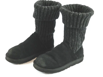 UGG Australia Cambridge Women's Size 7 Black Suede Knit Shaft 1003175 Boots B343 - Image 1 of 4